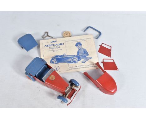 AN UNBOXED MECCANO MOTOR CAR CONSTRUCTOR OUTFIT No.1, contents not checked but majority of parts appear present, built as a S