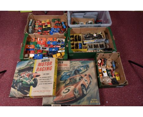 A QUANTITY OF UNBOXED AND ASSORTED VINTAGE SCALEXTRIC, AIRFIX AND OTHER SLOT CARS, not tested, all in playworn condition and 