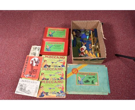A BOXED MECCANO MECHANISED ARMY SET, No.MA,  contents not checked but includes the large gun barrel, assorted flat plates, ge
