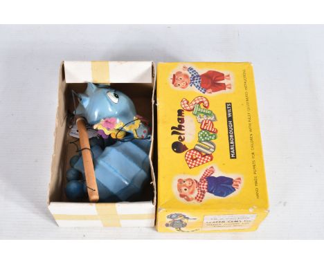 A BOXED PELHAM SL63 BLUE SEAHORSE PUPPET,  version with wooden bead tail, appears complete and in good condition,contained in