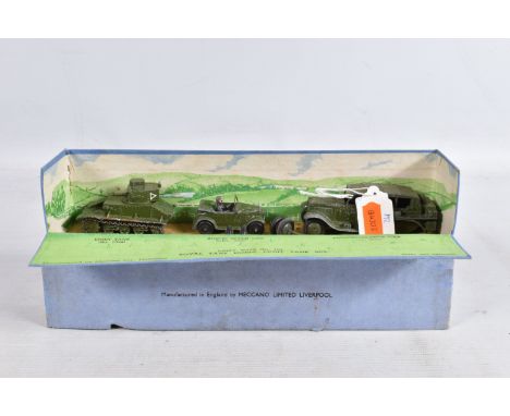 A BOXED DINKY TOYS ROYAL TANK CORPS LIGHT TANK UNIT GIFT SET, No.152 (A2189) comprising Light Tank, No.152a, Reconnaissance C