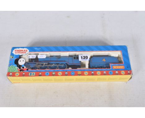 A BOXED HORNBY RAILWAYS OO GAUGE THOMAS AND FRIENDS, 'Gordon' the blue engine No.4 (R383), appears complete and in good condi