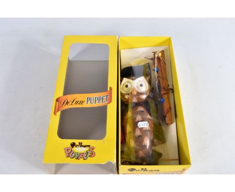A BOXED PELHAM DE LUXE OWL PUPPET, appears complete and in good condition with only minor marking and wear, contained in a da