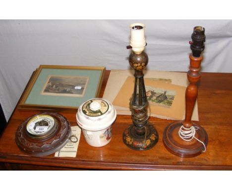 Wall barometer, engravings, etc. (upstairs)