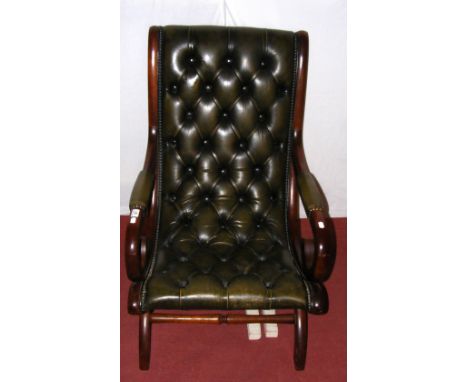 Antique style button back easy chair