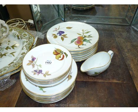 Eight Evesham by Royal Worcester dinner plates, six dessert plates, eight side plates and a gravy boat.