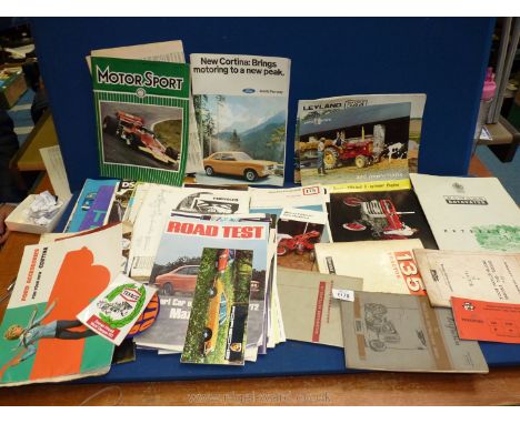 A quantity of Motor Vehicles sales leaflets and Tractor handbooks including Massey Ferguson 135, 35 and 35X, Ford Cortina, Ma