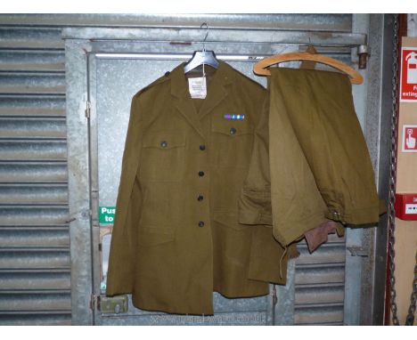 A No. 2 Army Dress jacket with two ribbon bars and, no. 2 dress trousers, (size height 182 cm, chest 104 cm and waist 88 cm) 