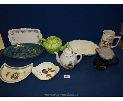 A quantity of china including Evesham dish, Portmeirion salad crescent, Price Bros. teapot,, Savoy tureen etc.