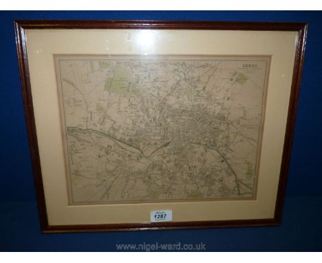 A framed Ordnance Survey Map of Leeds, 17" x 13 1/2".