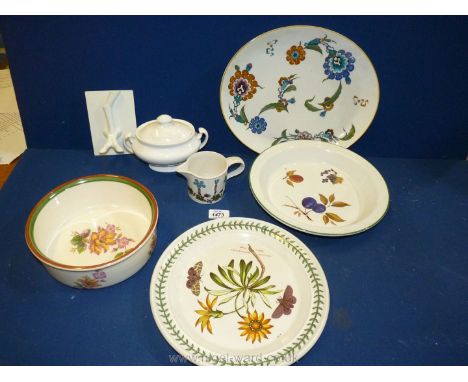 A small quantity of china including a Portmeirion dinner plate and small jug, a floral Prinknash bowl, a Royal Worcester Eves