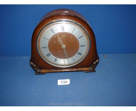 A wooden cased mantle clock marked Mansfield at the base with Roman numerals etc, a/f.