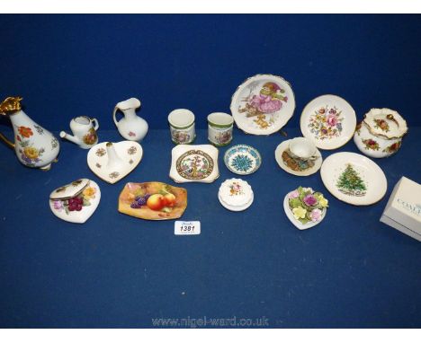 A quantity of trinket pots, pin dishes, etc including Royal Albert Old Country Roses, Royal Worcester, Coalport, Limoges, etc