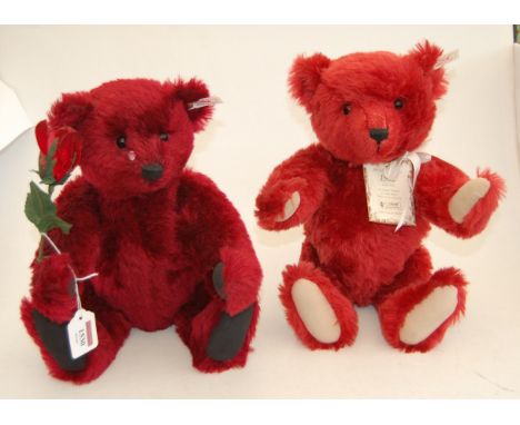 A Steiff teddy-bear 'Dewdrop Rose' dark red 40, No.665844, limited edition No.1737/3500, boxed; together with one other Steif