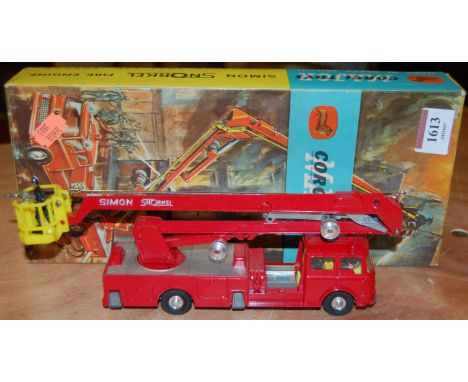 A Corgi Toys No.1127 Simon Snorkel fire engine in the original polystyrene packed box