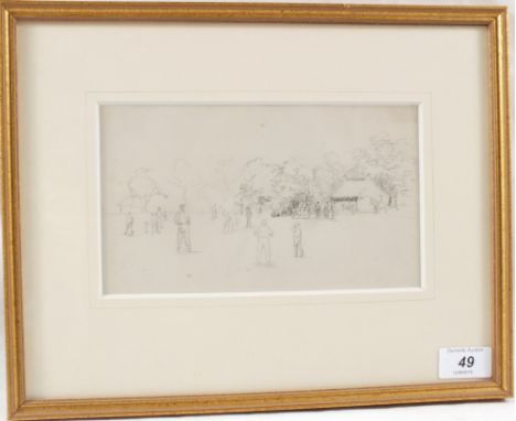 Thomas Churchyard (1798-1865), pencil sketch “Cricket Match”, 5” x 8 ½”.  Provenance Denis Thomas Collection, Edgar Dowsing C
