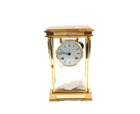 A Franz Herml four glass gilt metal mantel clock