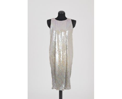 CocktailkleidJil Sander, Hamburg Seidenfutter, beige, irisierende Pailletten, ärmellos. Gr. 36 (deutsch). Das Cocktailkleid t