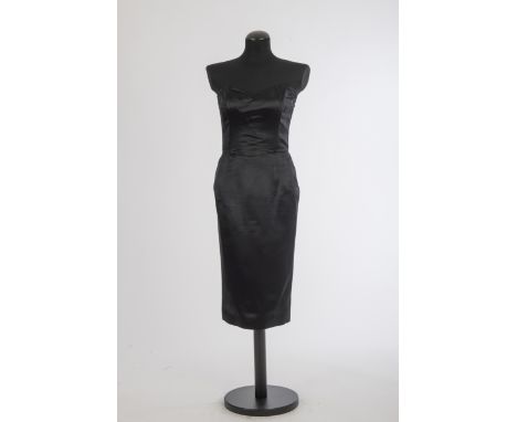 CorsagenkleidJil Sander, Hamburg Seidensatin, schwarz. Gr. 38.