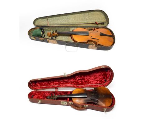 Violin 14 1/4'' two piece back, ebony fingerboard and pegs, labelled 'Antonius Stradivarius Cremonensis Made in Czechoslovaki