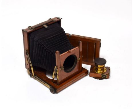 Thornton Pickard Imperial Camera with mahogany body, brass fittings, Thornton Pickard shutter and Imperial Rapid Rectilinear 