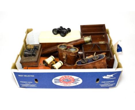 Various Instruments including three telescopes, four pairs on binoculars, three pairs of opera glasses, View Master, a set of