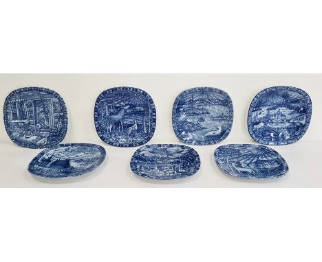 Nice collection of 1970's and 1980's Swedish Julen Rorstrand blue and white limited edition pottery Christmas plates decorate