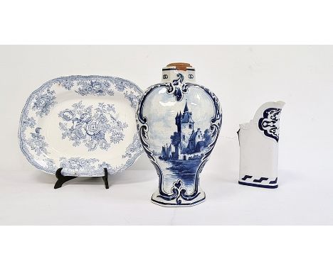 Delft blue and white glazed pottery vase,&nbsp;a 19th century Royal Worcester blue and white jug&nbsp;bearing registration ma