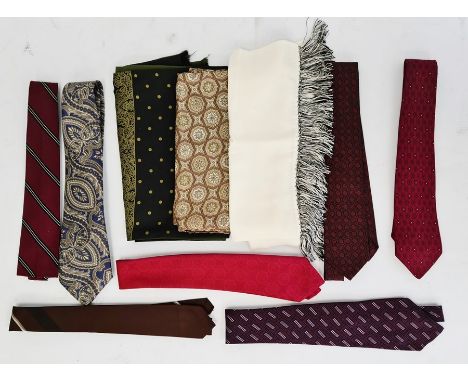 Large collection of gent's vintage ties together with two pairs of shoes and various scarfs, cravats, gent's gloves etc. and 