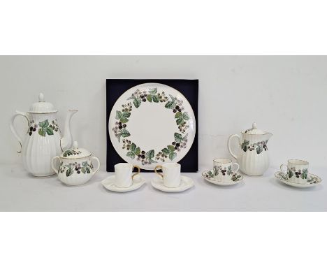 19th century white glazed Coalport part coffee service of 6 cups and 4 saucers, a Royal Worcester "Lavinia" part coffee servi