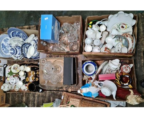 Large quantity of assorted ceramics and glassware including plaster models of the Virgin Mary and Christ, boxed St Michael Fi