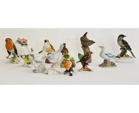 Collection of various pottery and porcelain model birds to include three various Goebel birds, a Poole pottery example, a Roy