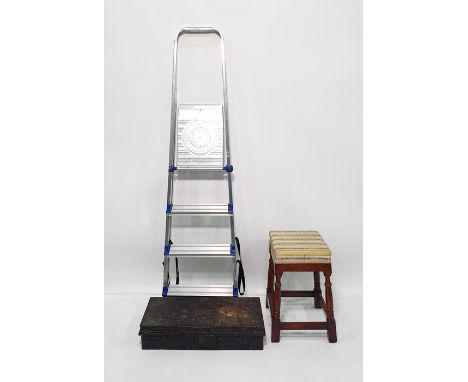 Stool and a metal box and a small step ladder