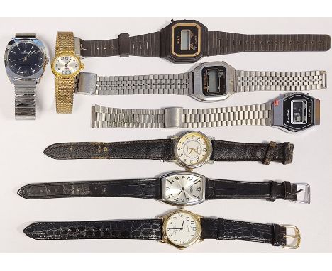 Sindaco gent's stainless steel wristwatch, button winding, a Sekonda lady's gilt metal wristwatch with mesh strap and a small