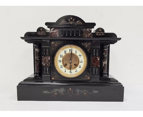 Victorian slate mantel clock with Arabic numerals to the dial 