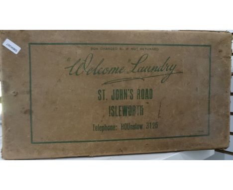 Vintage cardboard laundry box printed from Isleworth (af)