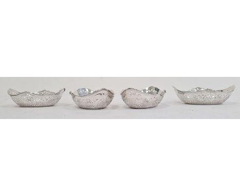 Set of four George V silver and pierced oval bonbon dishes, Birmingham 1918, William Hutton &amp; Sons, 3.8ozt
