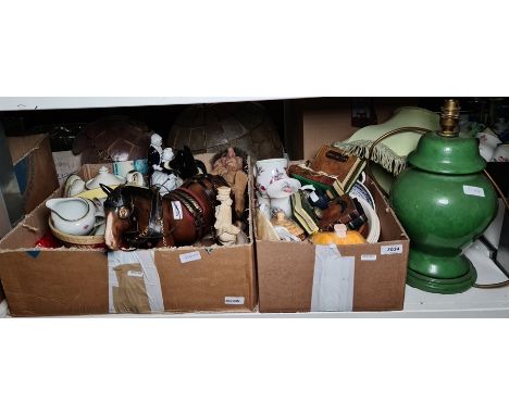 Large quantity of assorted ceramics including cottageware, a ceramic carthorse&nbsp;in full tack, glassware, ornaments, colle