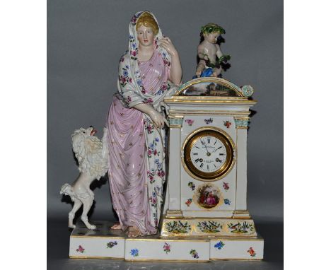 A SUPERB 19TH CENTURY MEISSEN PORCELAIN CASED MANTLE CLOCK, CIRCA. 1850, Examined by LUND & BLOKLEY, 48 PALL MALL, LONDON, th