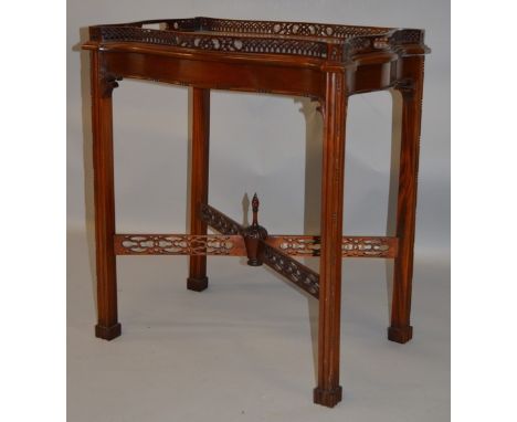 A CHIPPENDALE STYLE MAHOGANY SILVER TABLE with lift off tray.