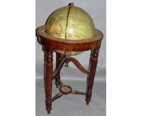 A PHILIPS 18-INCH MERCHANT SHIPPER'S GLOBE ON STAND (for restoration), a piece of America and South America missing.  George 
