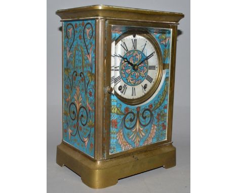 A LARGE SEVRES BLUE PORCELAIN AND BRASS REGULATOR CARRIAGE CLOCK with eight day movement.10ins high.  (No Pendulum).