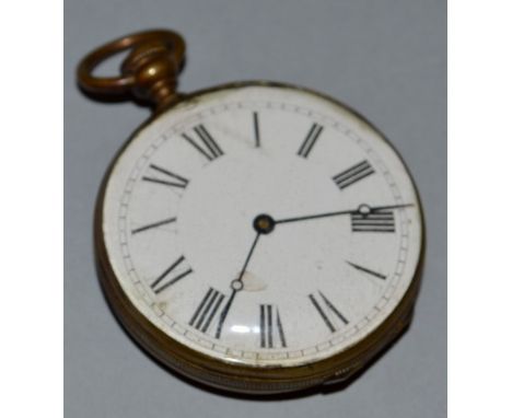 A SMALL FRENCH BRASS WATCH PURSE, the back with an enamel Bridge scene.