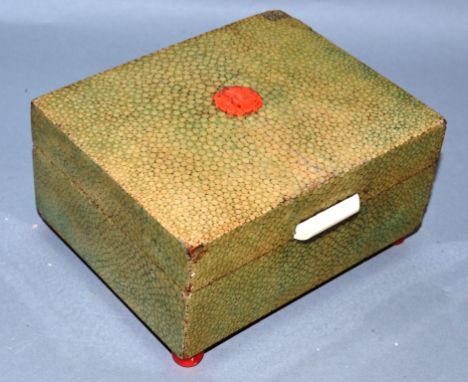 A SHAGREEN BOX with coral motif. 5ins wide.