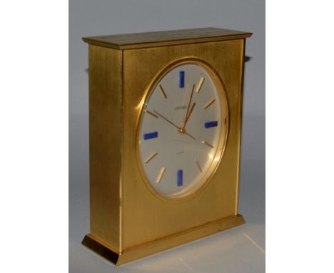 A CONCORDE ELECTRIC BRASS MANTLE CLOCK, engraved "Presented ..... to Lewis L. Salton 1967-1972" etc.  8ins high.