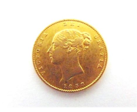 GREAT BRITAIN - VICTORIA, HALF SOVEREIGN, 1838 first (smallest) young head.
