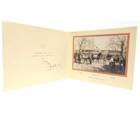 QUEEN ELIZABETH THE QUEEN MOTHER (1900-2002) A 1962 Christmas card, with a mounted black and white portrait within of the rac