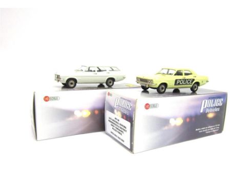 [WHITE METAL]. TWO BROOKLIN MODELS POLICE CARS comprising No.IPV32, 1971 Vauxhall Victor 3.3 Estate 'Kent County Constabulary