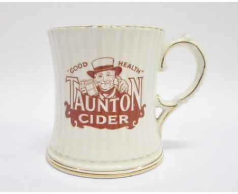 A TAUNTON CIDER OPEN DAY SINGLE-HANDLED MUG, 1986 limited edition of 160, of waisted fluted form, with transfer printed 'Good