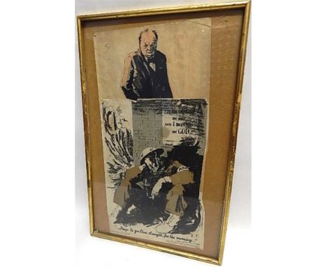 FELIKS TOPOLSKI (1907-89) - WINSTON CHURCHILL 'WE SHALL NEVER SURRENDER' lithograph, limited edition of 2500, published by Pe